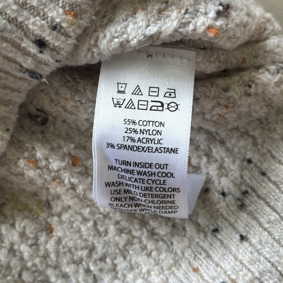 William Rast Cream Speckled Texture Sweater Split Collar Boxy Cotton Knit Sz S - Picture 12 of 12